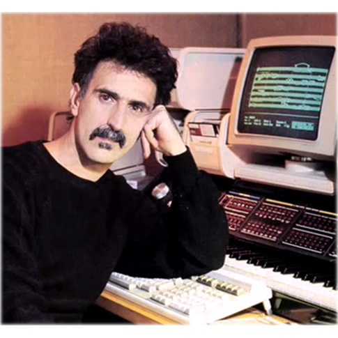 Frank Zappa pictured with his Synclavier® Digital Audio System, mid 1980s